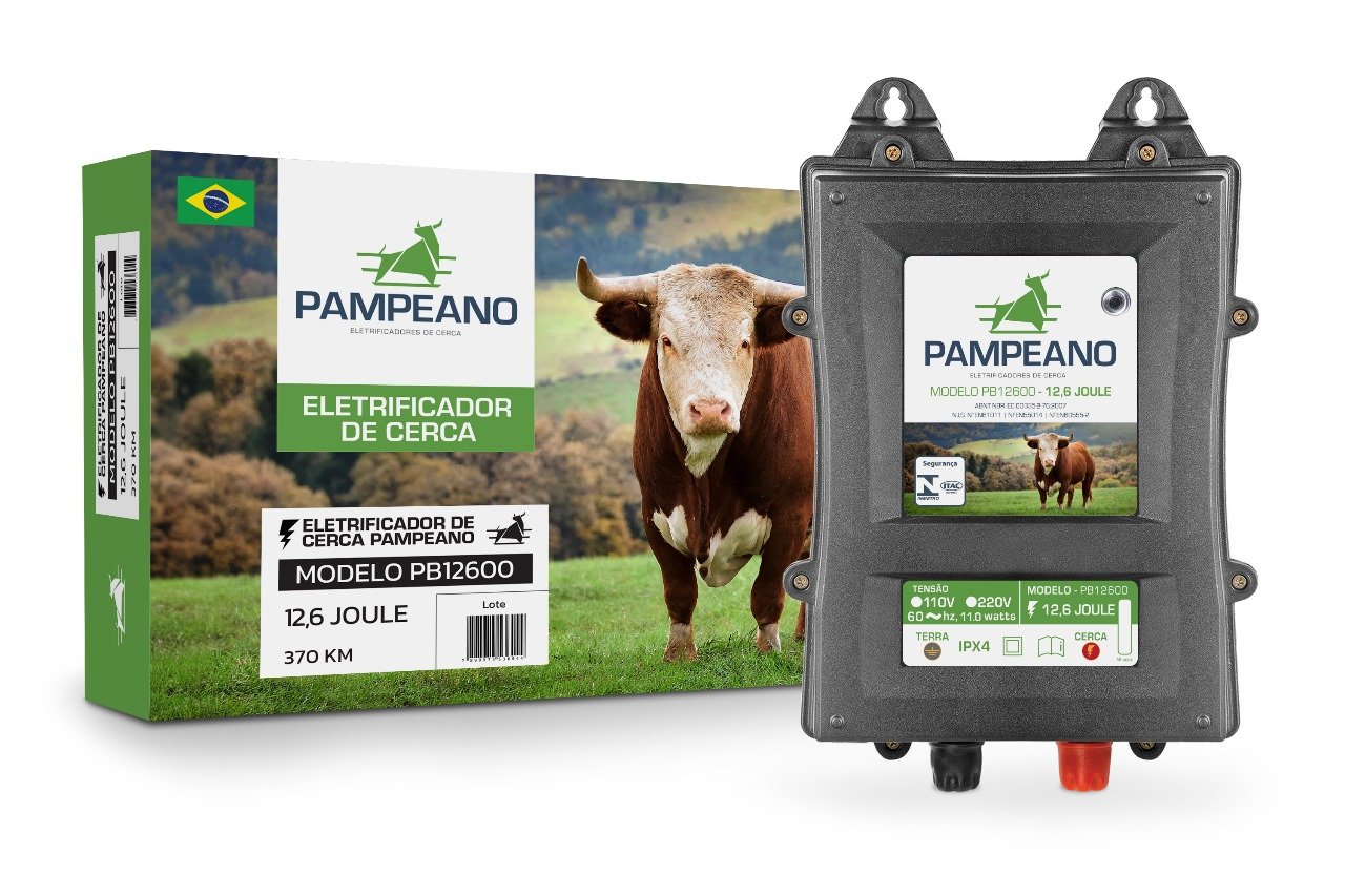 Eletrificador de cerca Pampeano PB12600 — 12,6 joules, 370 km